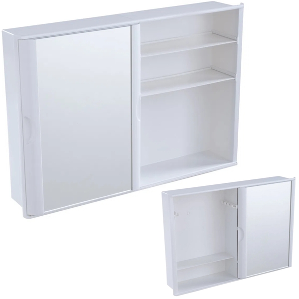 Armário Banheiro Espelheira Sobrepor E Embutir Branco | 46,5x